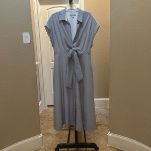 Antonio Milani, blue and white seersucker dress